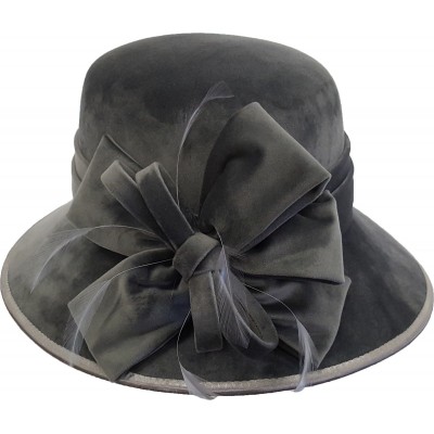's Velvet Covered Fall Winter Dressy Church Wedding Bridal Dress Grey Hat  eb-23169349